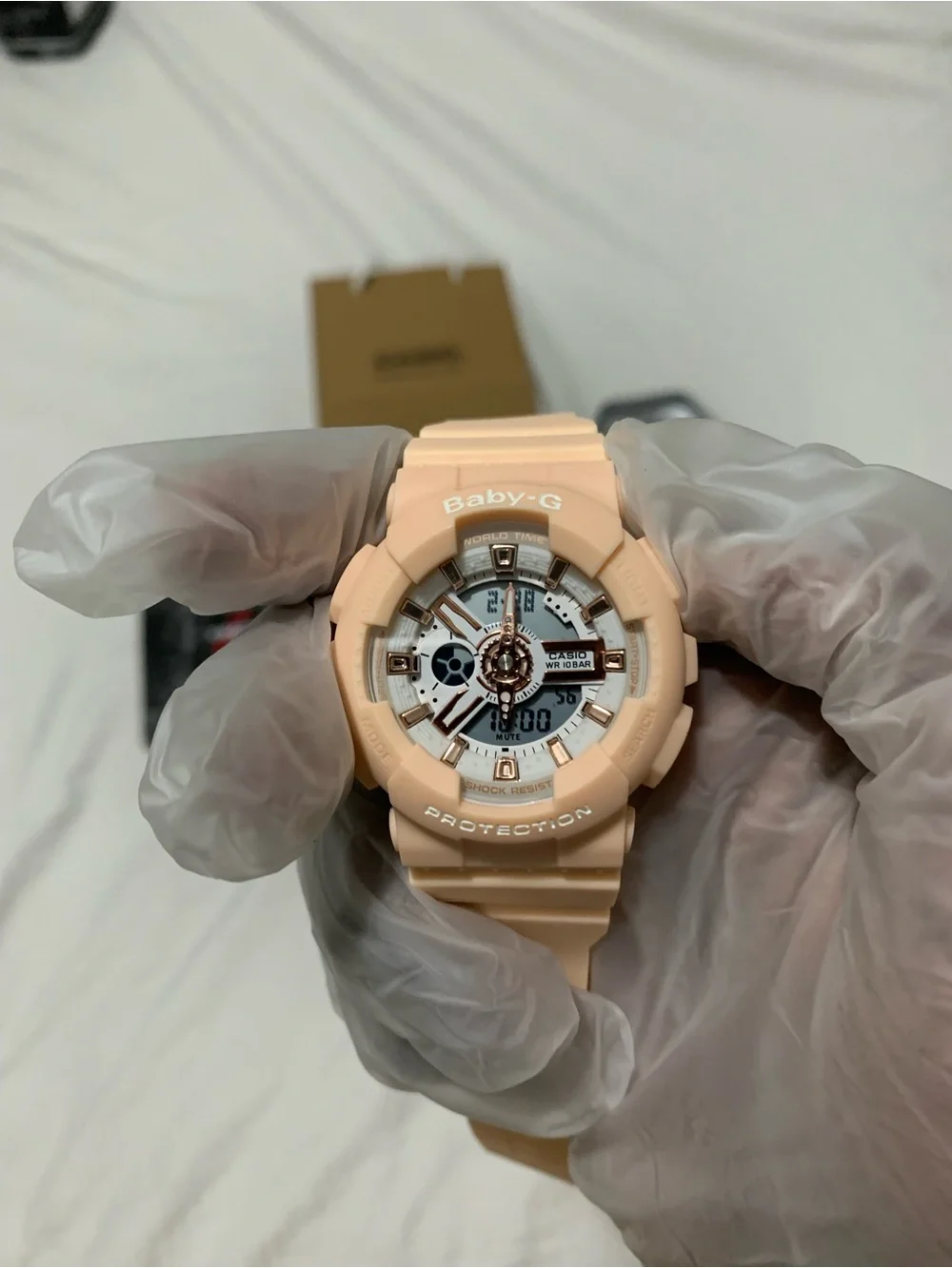 Casio Baby-G Peach Resin Sport Watch with White Dial